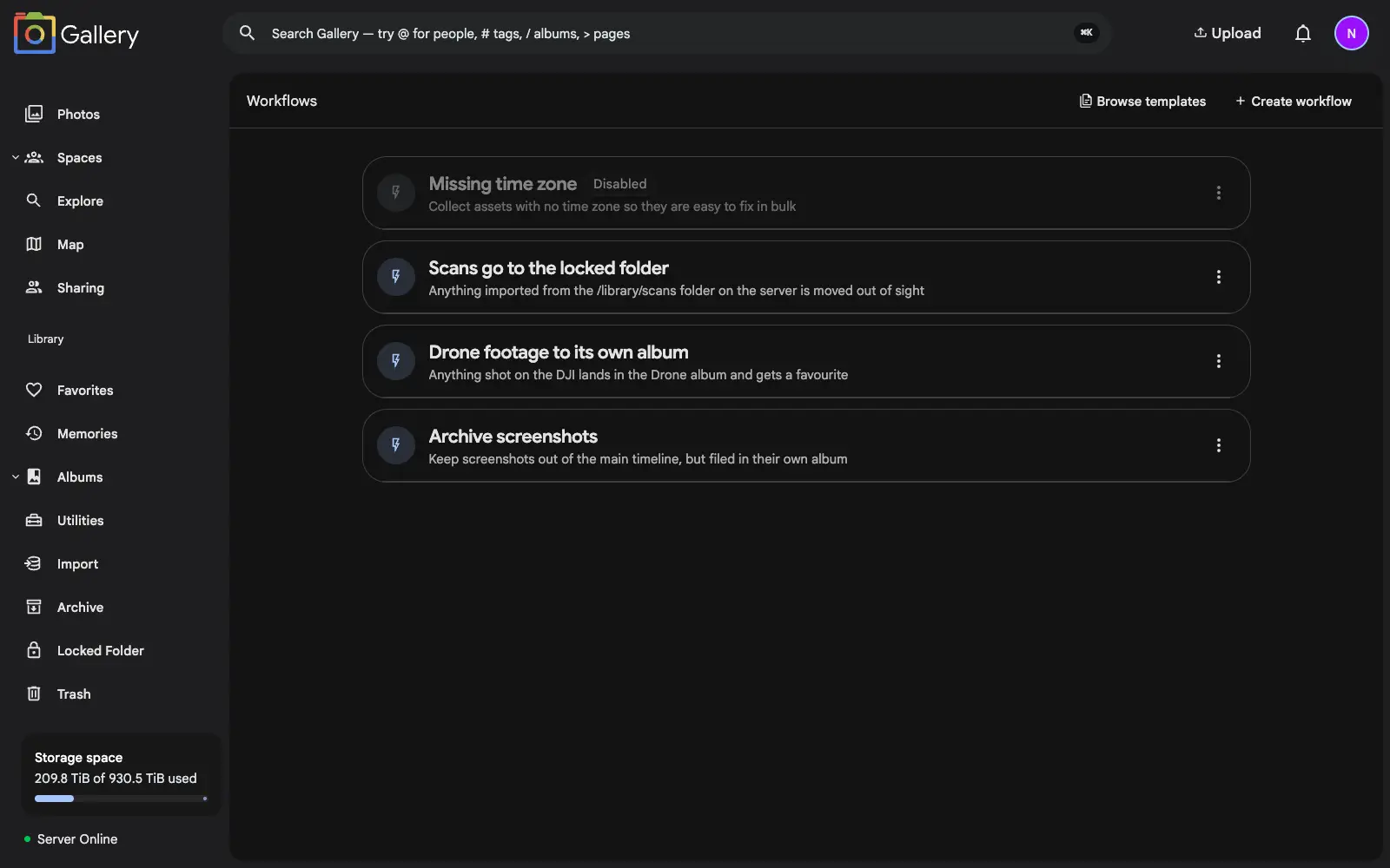 Workflows Screenshot